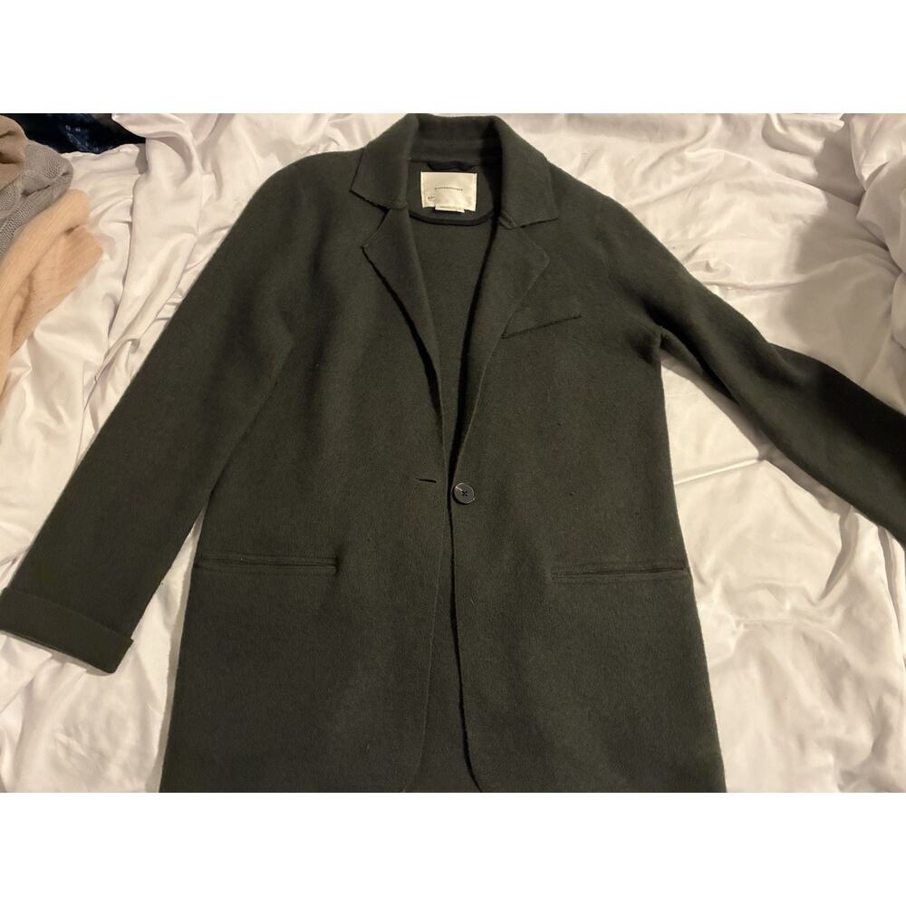 ANTHROPOLOGIE Women’s Green Knit Long Single Button Blazer Style Coat Size Small